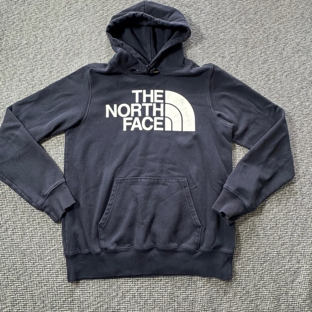The North Face Mens Half Dome Logo Pullover Hoodie Navy Blue Regular Fit L